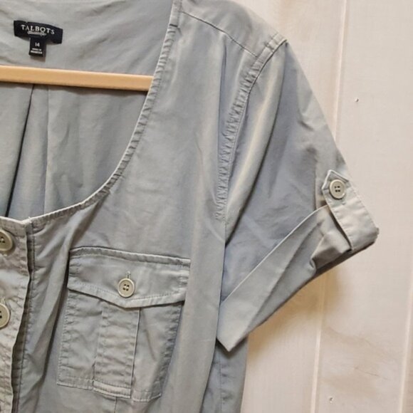 Talbots Trench Dress Safari Khaki Belt & Pockets Size 14 - Picture 9 of 13